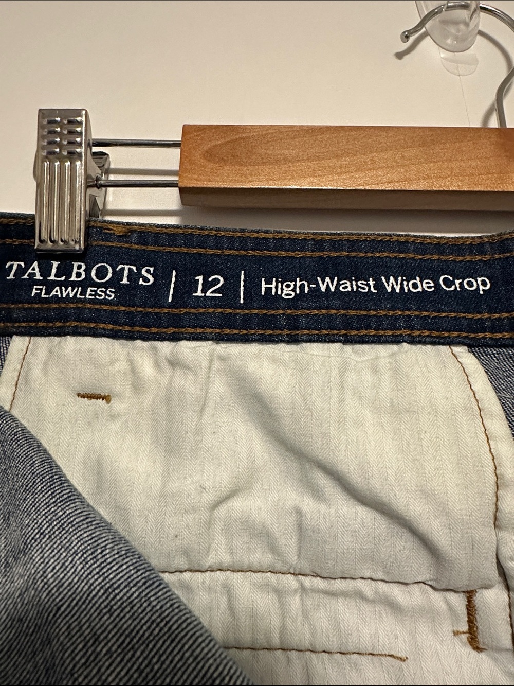 Talbots Dark Blue Cropped Wide-Leg High Waist Jeans - Picture 3 of 6